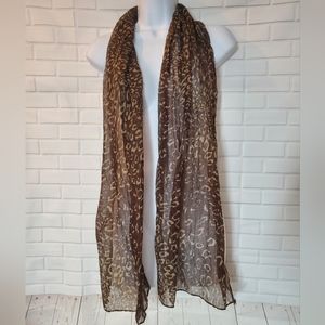 Brown Cheetah Leopard Sheer Neck Scarf Shawl Shoulder Wrap
